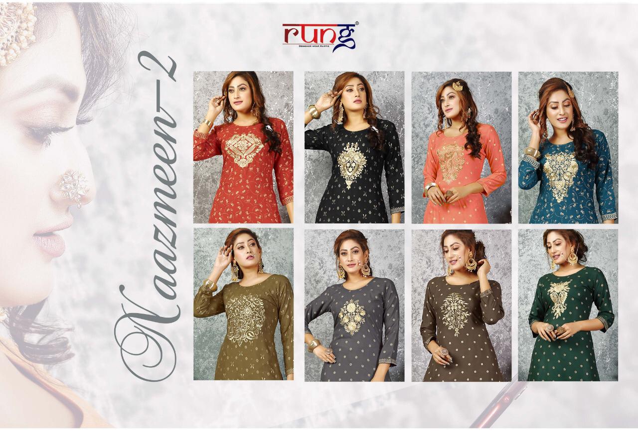 Naazmeen Vol 2 By Rung Rayon Kurti With Plazzo Collection