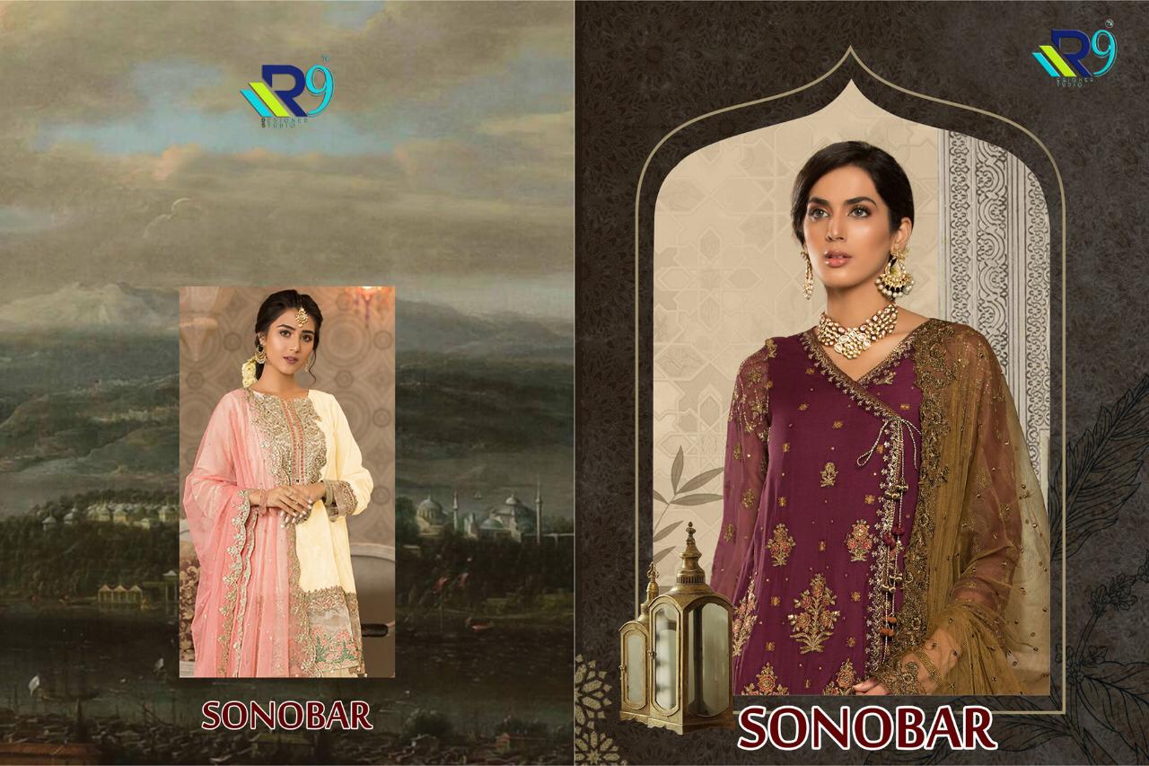 Sanobar By R9 Designer Georgette Pakistani Suits Collection