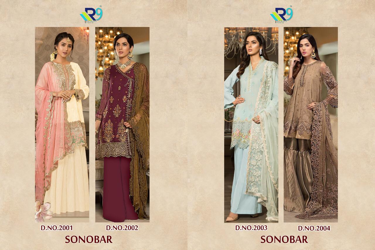 Sanobar By R9 Designer Georgette Pakistani Suits Collection