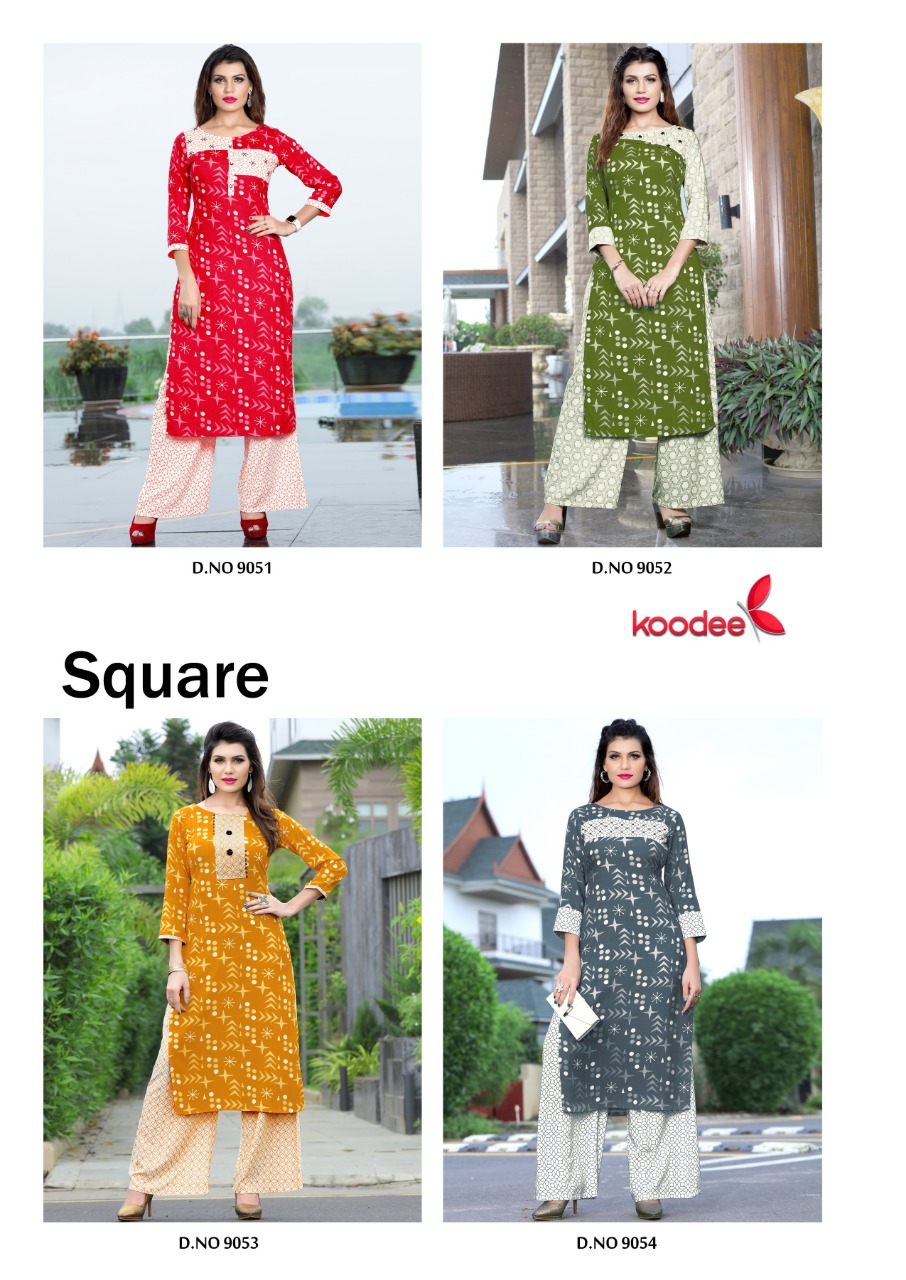 Square By Koodee Rayon Kurtis With Plazzo Collection