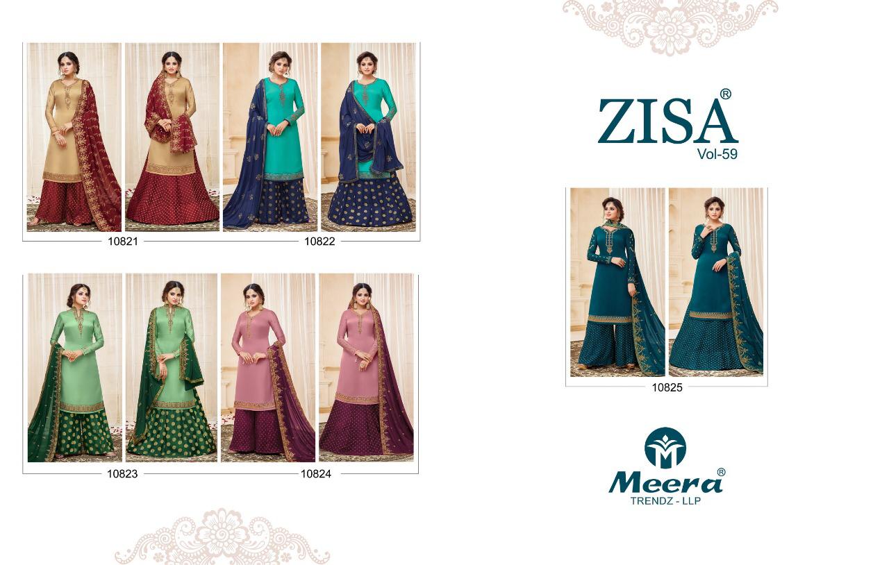 Zisa Vol 59 By Meera Embroidered Designer Salwar Suits Collection