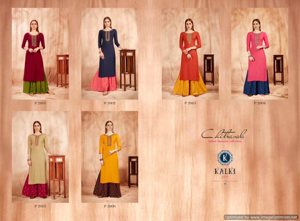 Chitarasla By Kalki  Rayon State Kurtis With Plazzo Collection