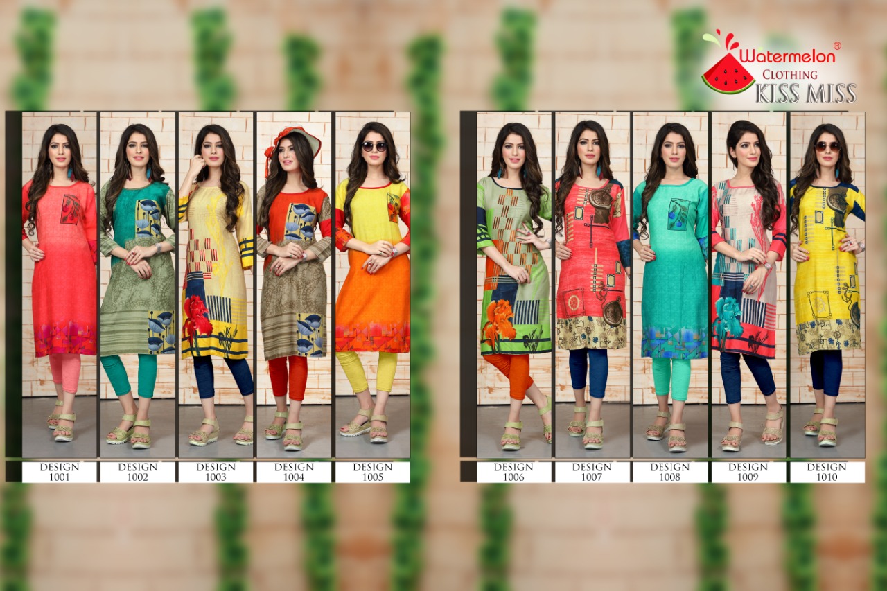 Kissmiss Nx By Watermelon Printed Rayon Kurtis Collection