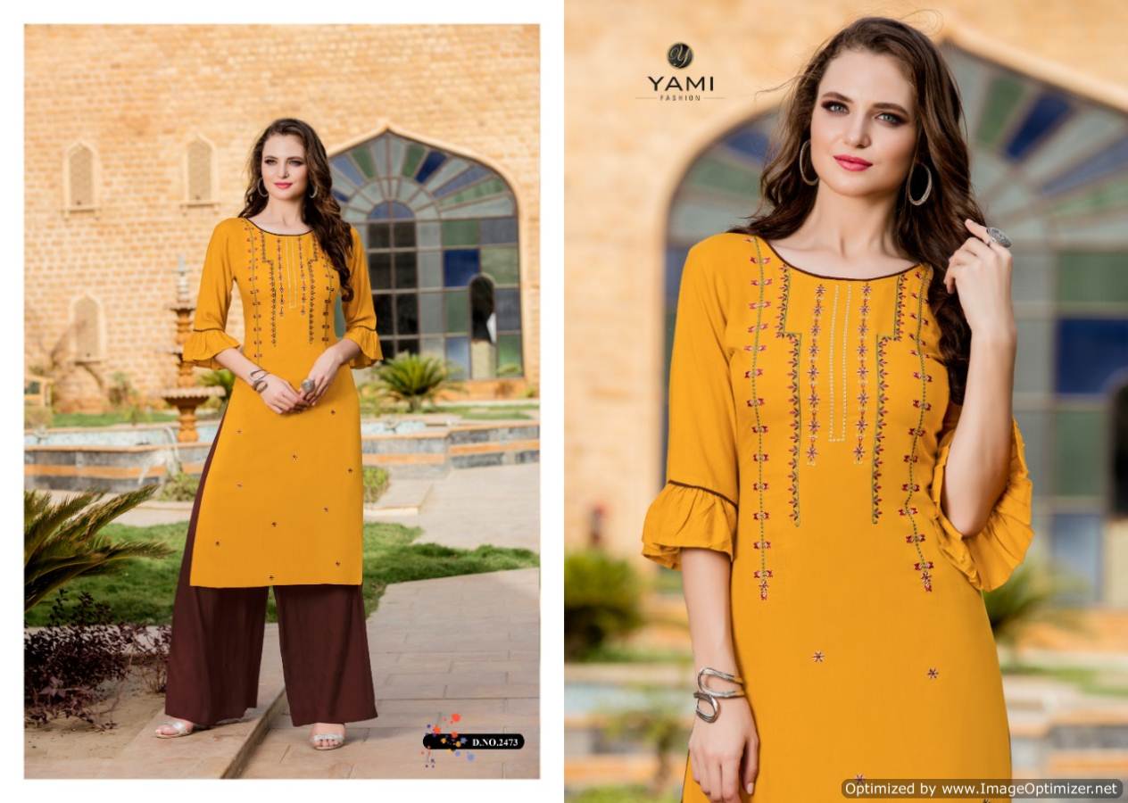 Meraki Vol 4 By Yami Designer Rayon Kurtis With Plazzo Collection