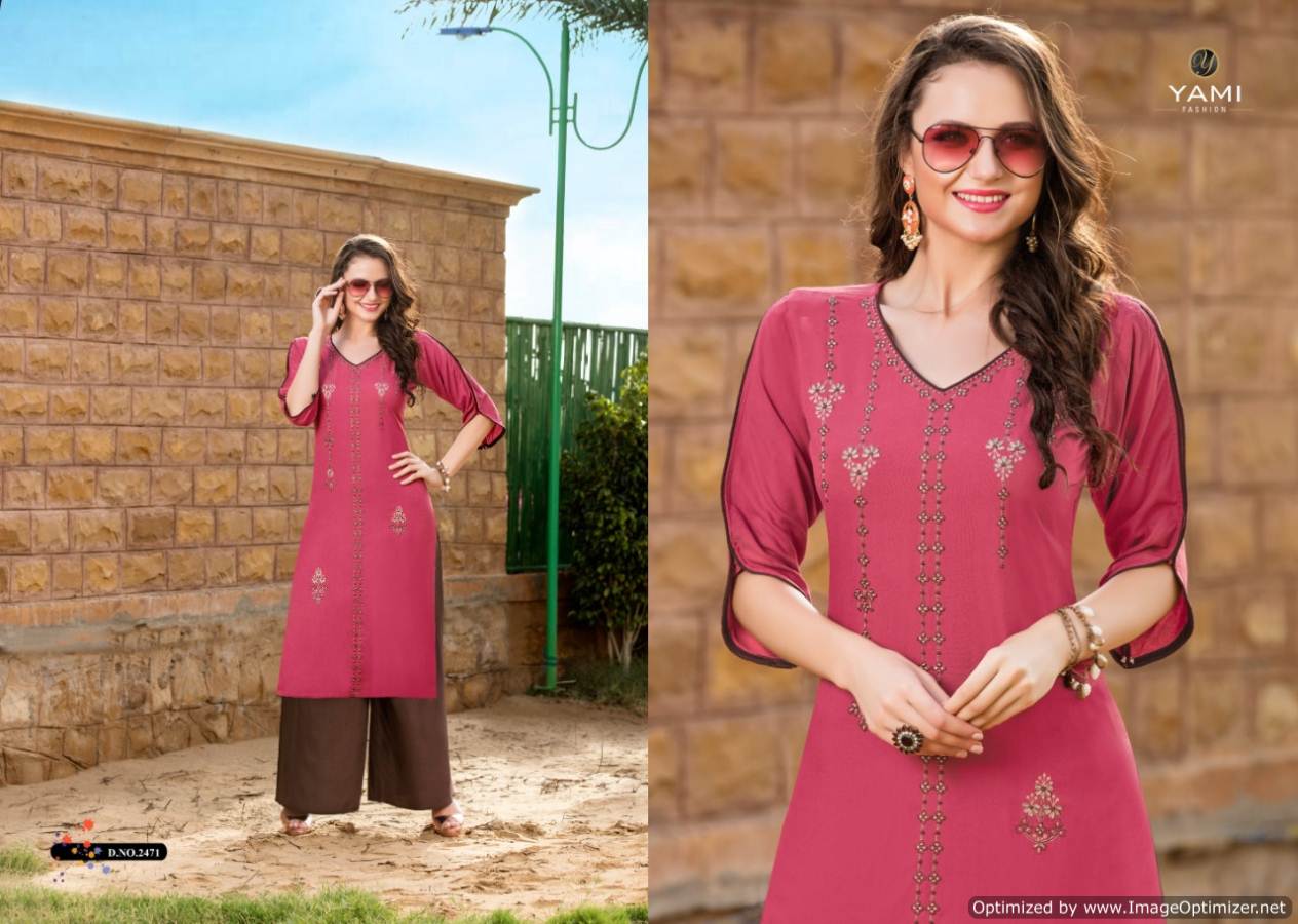 Meraki Vol 4 By Yami Designer Rayon Kurtis With Plazzo Collection