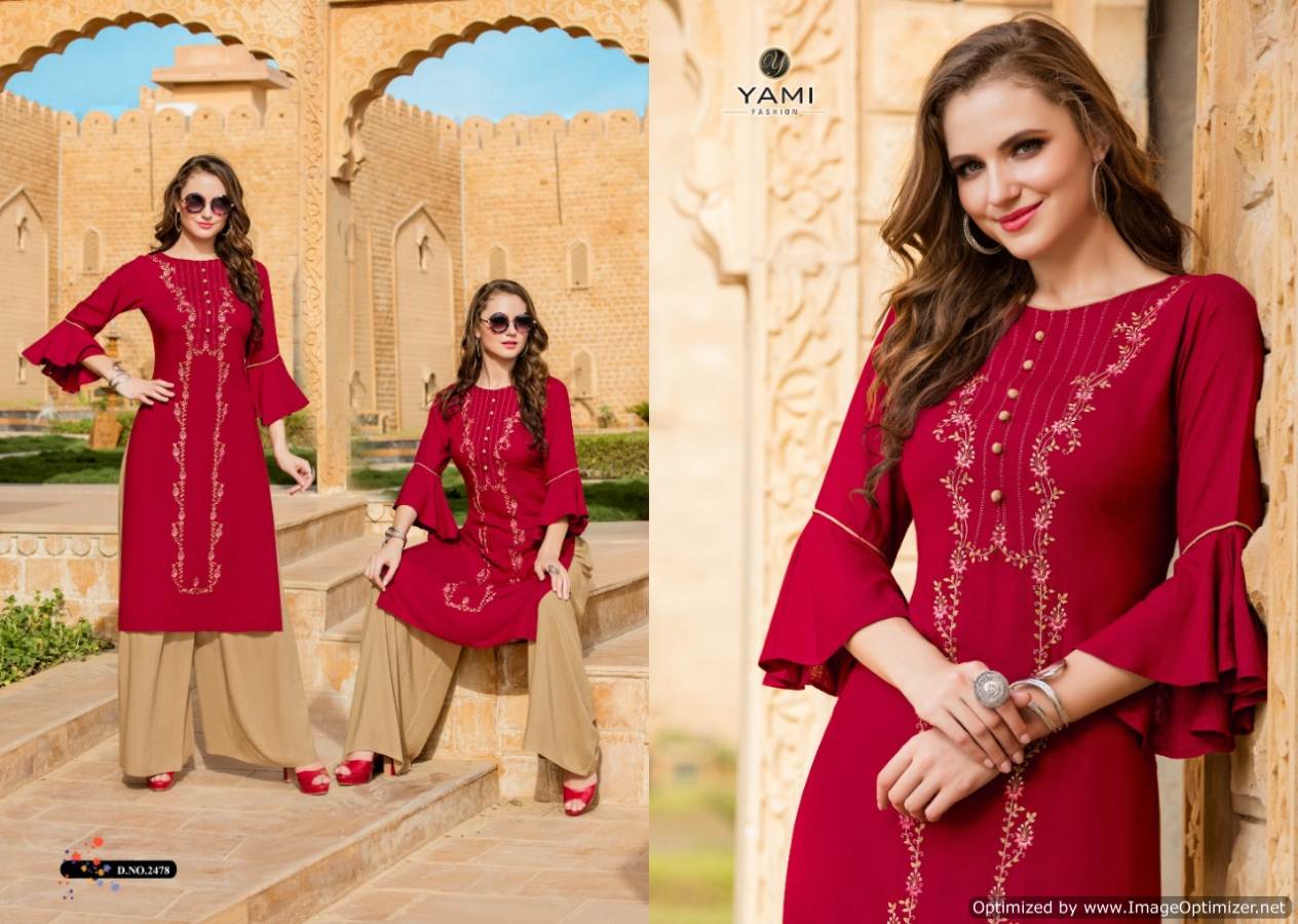 Meraki Vol 4 By Yami Designer Rayon Kurtis With Plazzo Collection