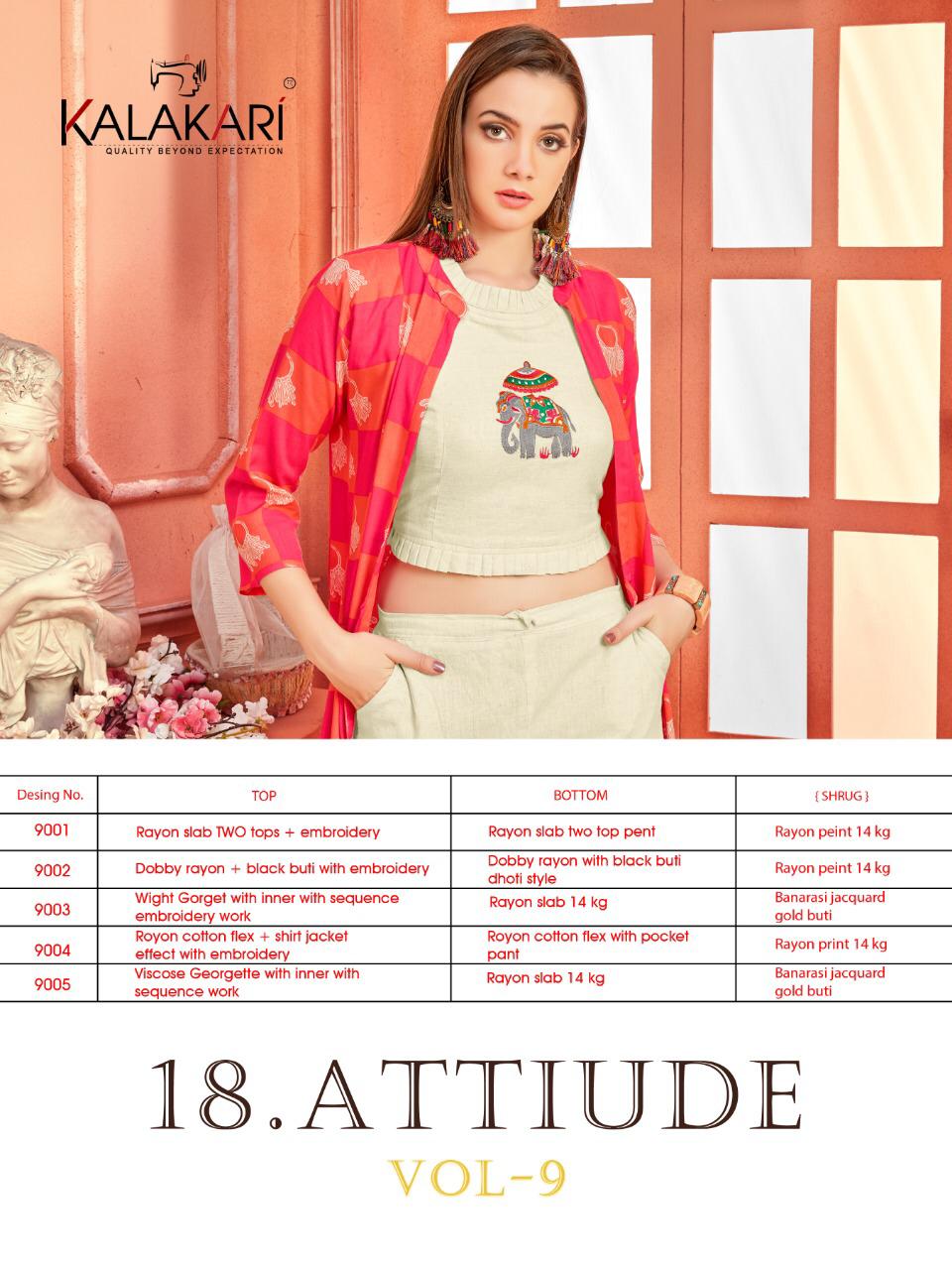 18 Attitude Vol 9 By Kalakari  Designer Shrug Style Ready Made Wear Collection