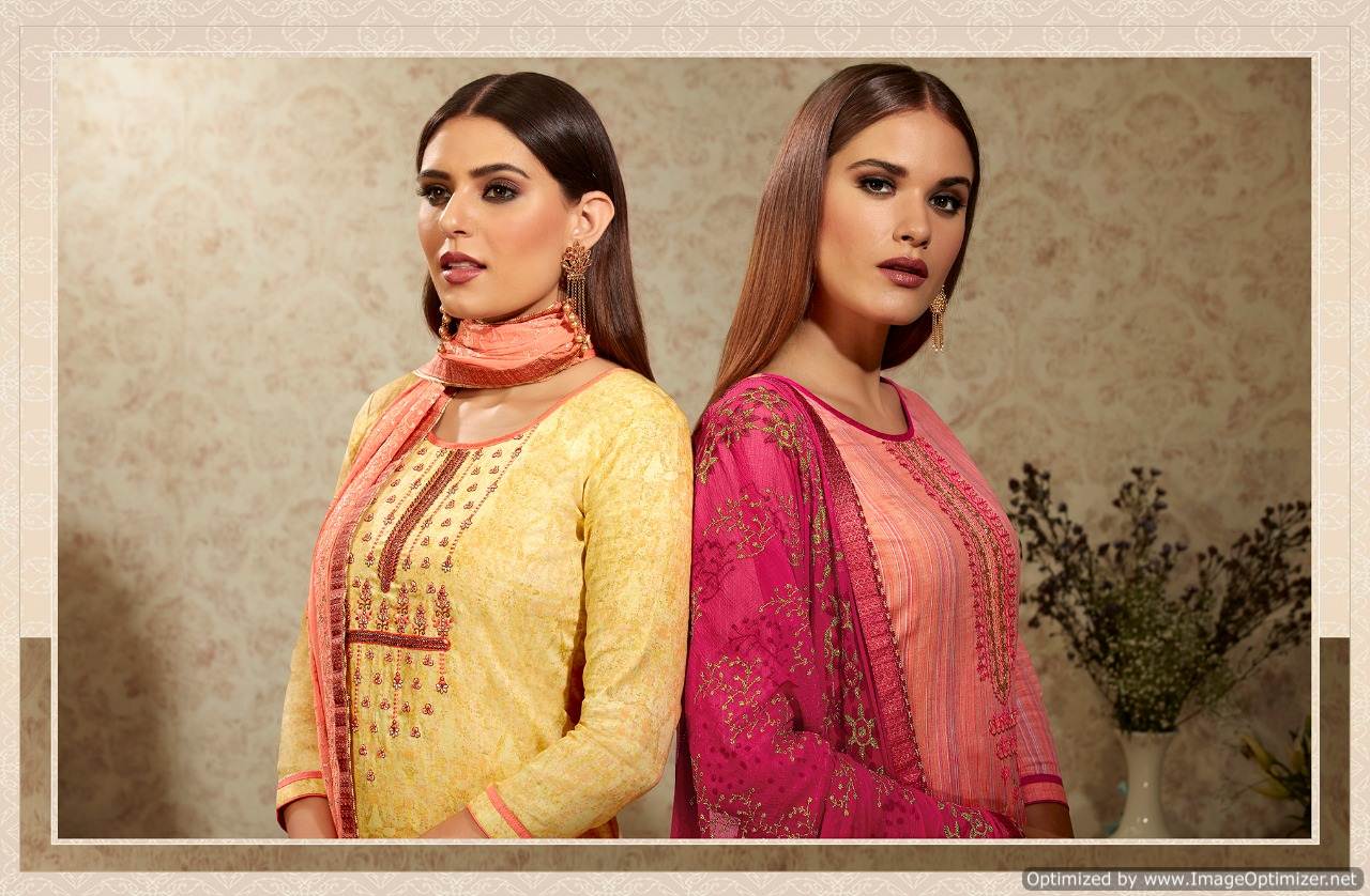 Alfaaz By Ramaiya Cotton Satin Designer Dress Material Catalogue