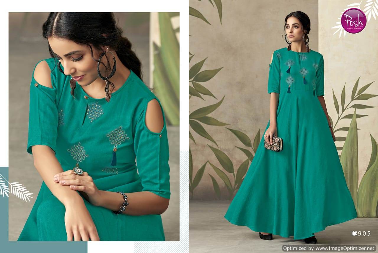 Alize Present Posh Festival Wear Long Gown Style Rayon Kurti Collection