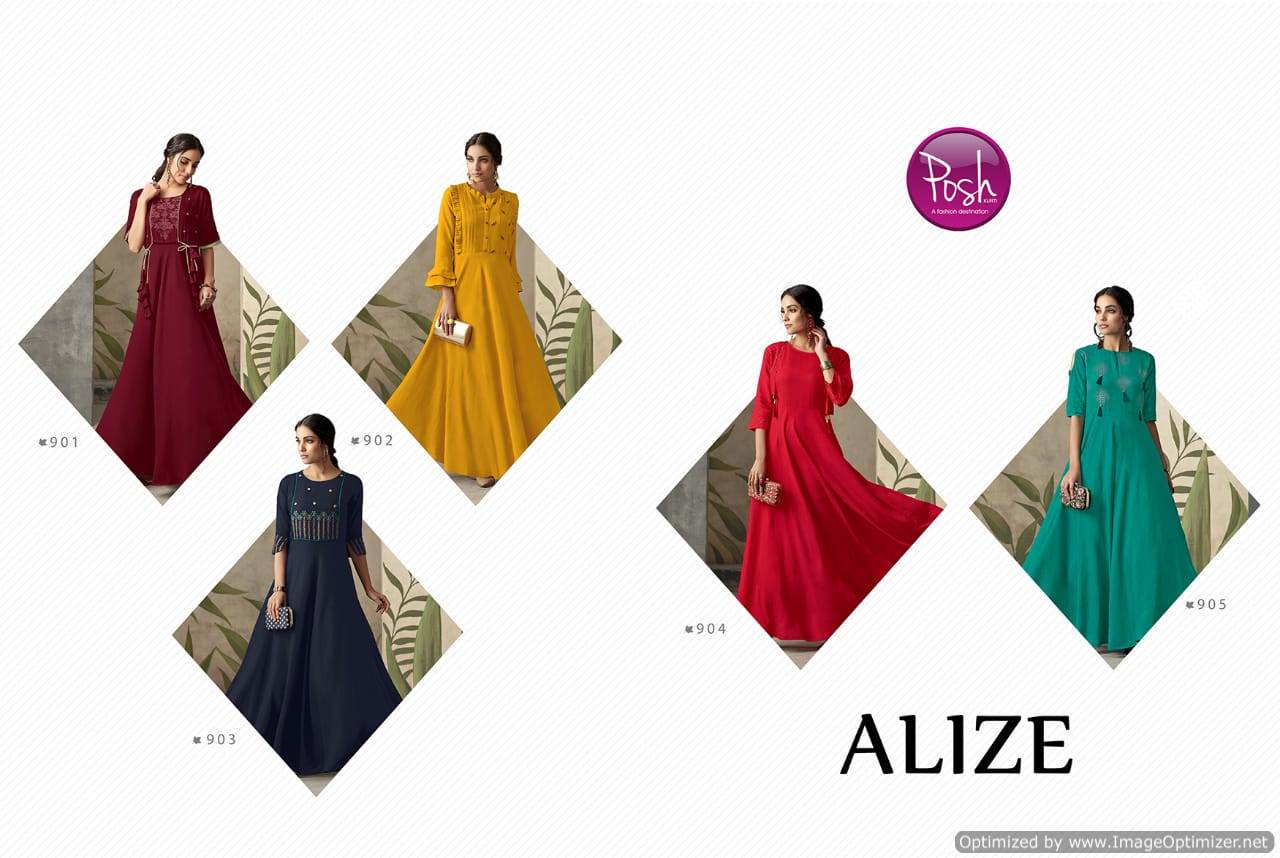 Alize Present Posh Festival Wear Long Gown Style Rayon Kurti Collection