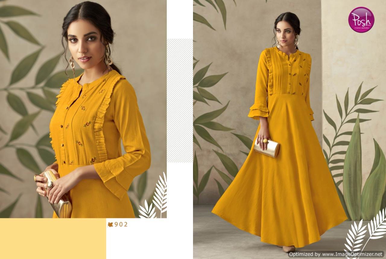 Alize Present Posh Festival Wear Long Gown Style Rayon Kurti Collection