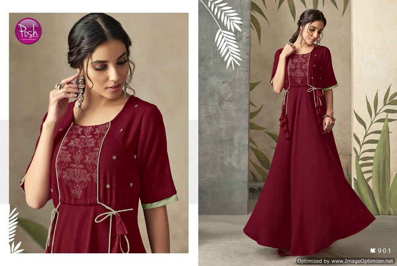 Alize Present Posh Festival Wear Long Gown Style Rayon Kurti Collection