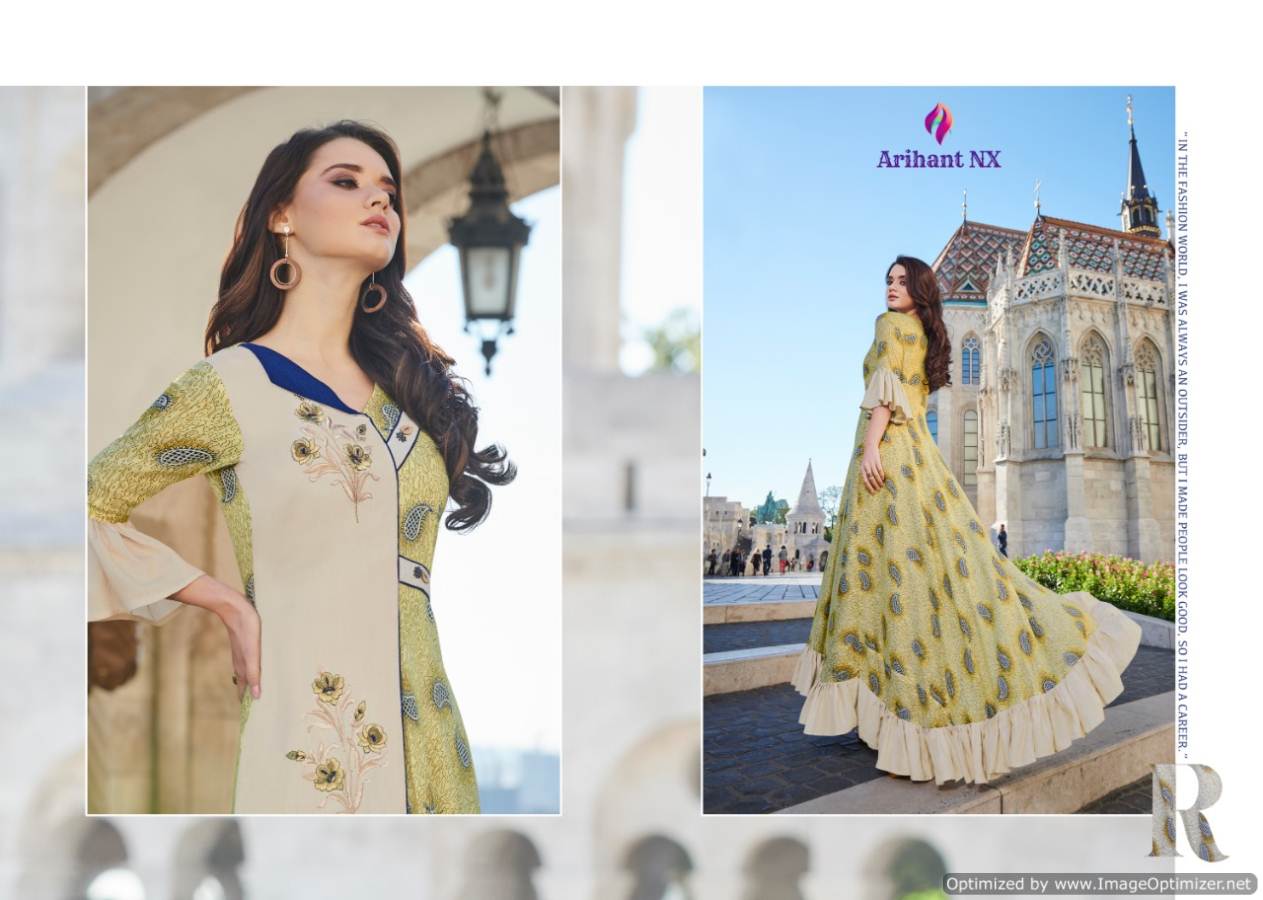 Arihant Present Karigari Vol 3 Heavy Rayon Designer Long Kurti Collection