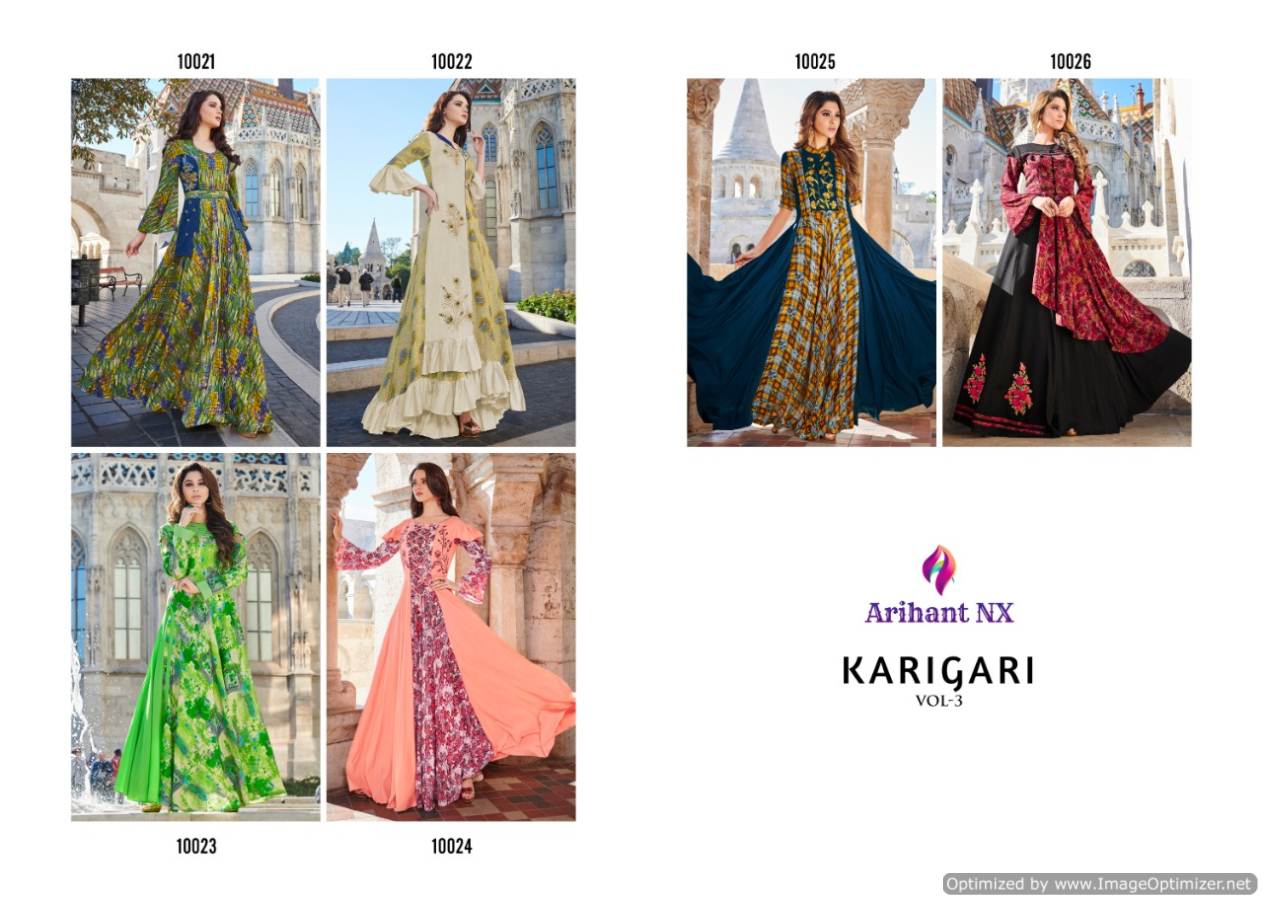 Arihant Present Karigari Vol 3 Heavy Rayon Designer Long Kurti Collection