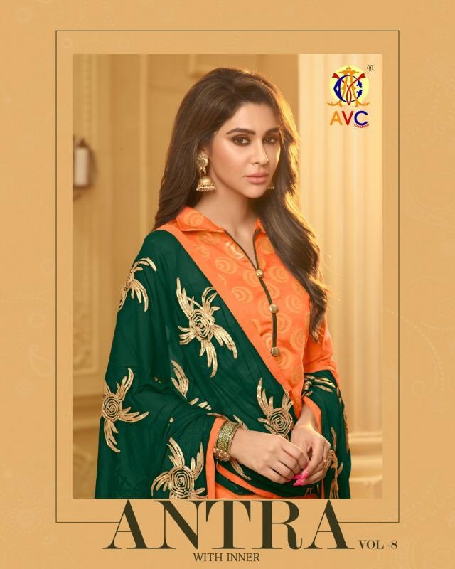 Avc Antara Vol 8 Designer Banarasi Jacquard Churidar Dress Material Collection