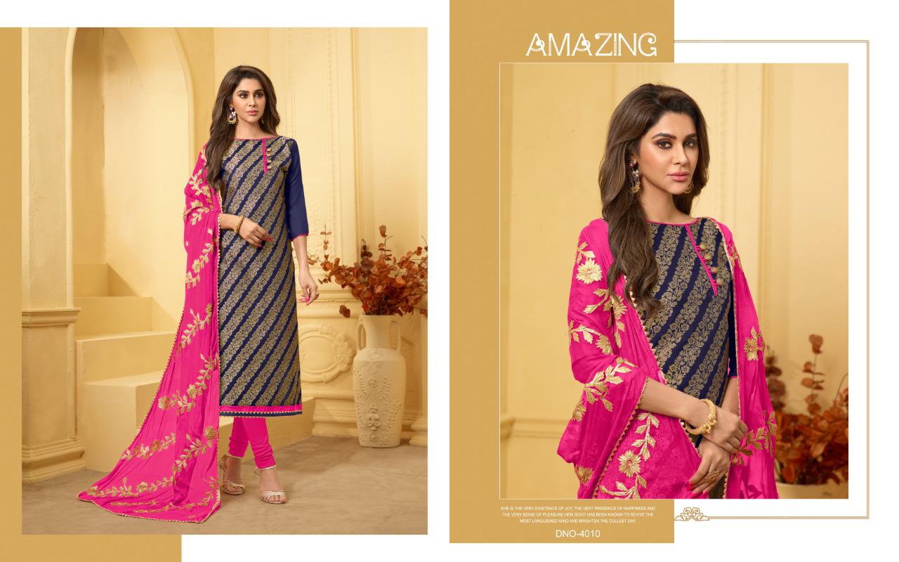 Avc Antara Vol 8 Designer Banarasi Jacquard Churidar Dress Material Collection