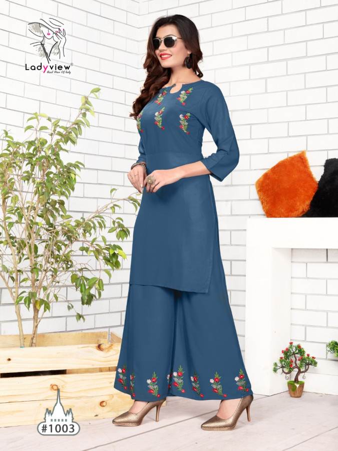 Ladyview Present New Plazzo Point Premium Quality Rayon Kurti With Bottom