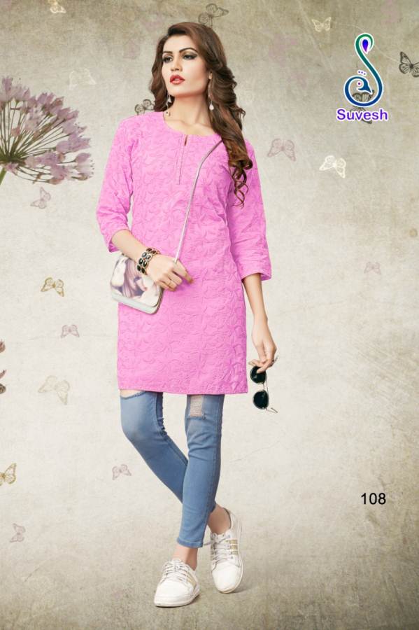 Lakhnavi Vol 4 By Suvesh Soft Cotton Chikan Kurtis Catalogue