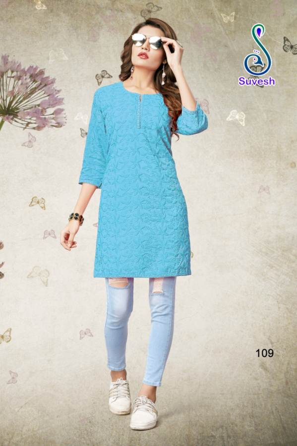 Lakhnavi Vol 4 By Suvesh Soft Cotton Chikan Kurtis Catalogue