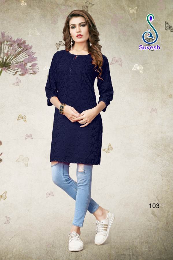 Lakhnavi Vol 4 By Suvesh Soft Cotton Chikan Kurtis Catalogue