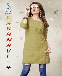 Lakhnavi Vol 4 By Suvesh Soft Cotton Chikan Kurtis Catalogue