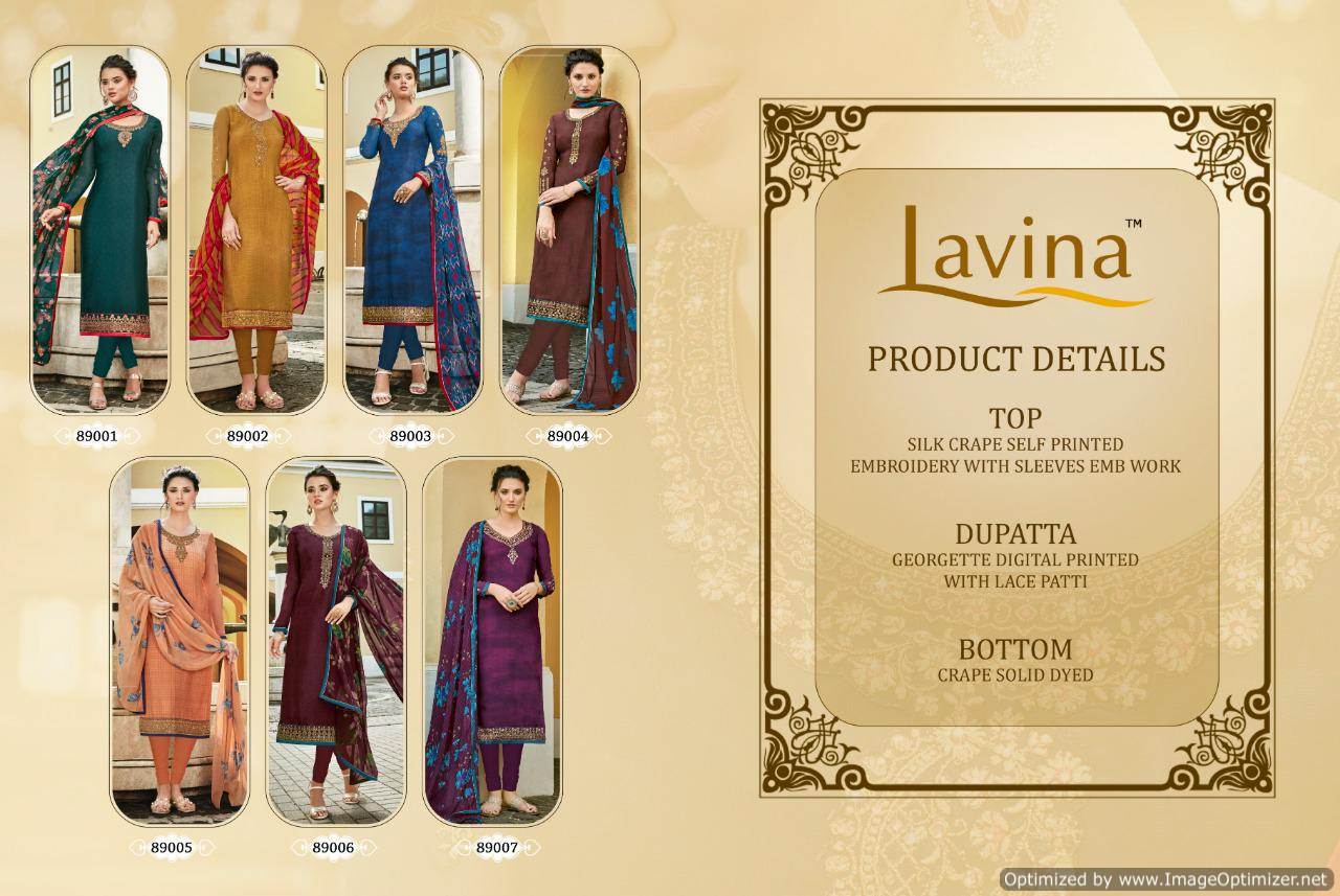 Lavina Vol 89 Crape Designer Churidar Salwar Suits Collection