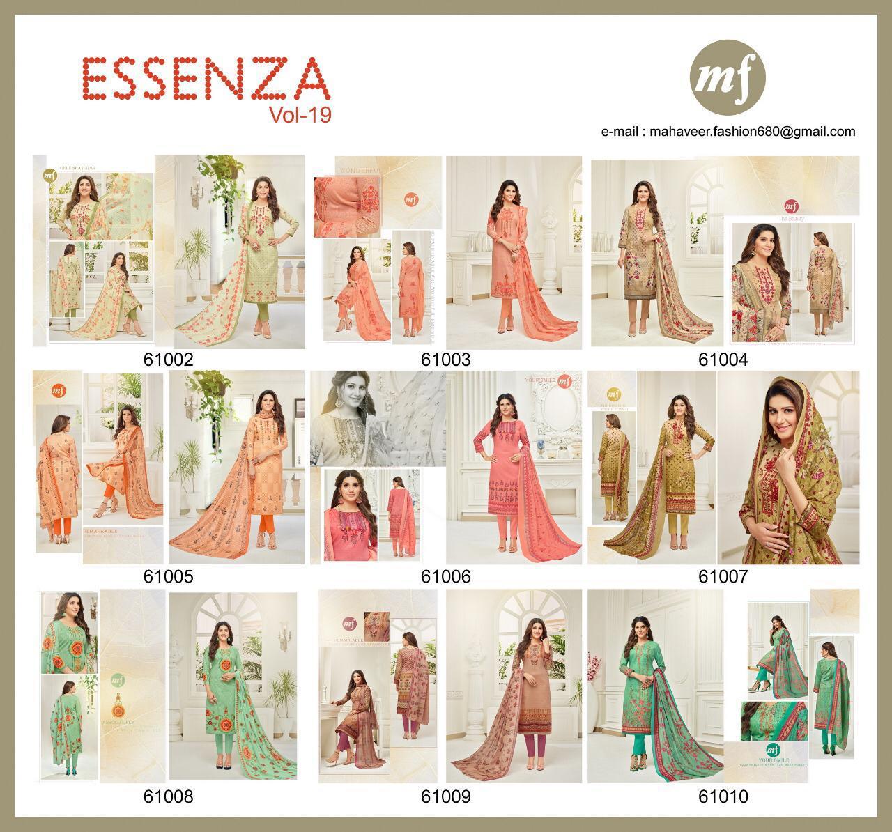 Mf Present New Dress Material Essenza Vol 19 Collection