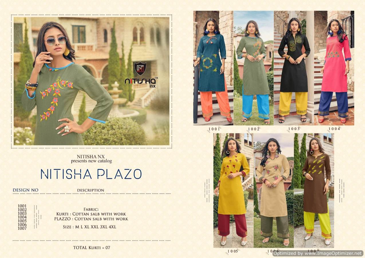 Nitisha Plazo By Nitisha Nx Heavy Soft Cotton Kurti With Palazzo