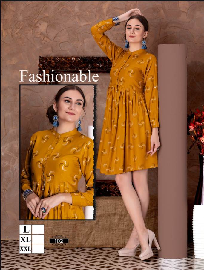 Noor Vol 11 Present Mirayaa Casual Wear Heavy Rayon Printed Western Kurti