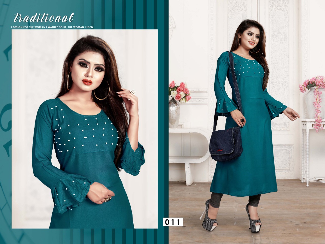 Rivaazz Designer By Jagdamba Rayon Long Kurti Collection