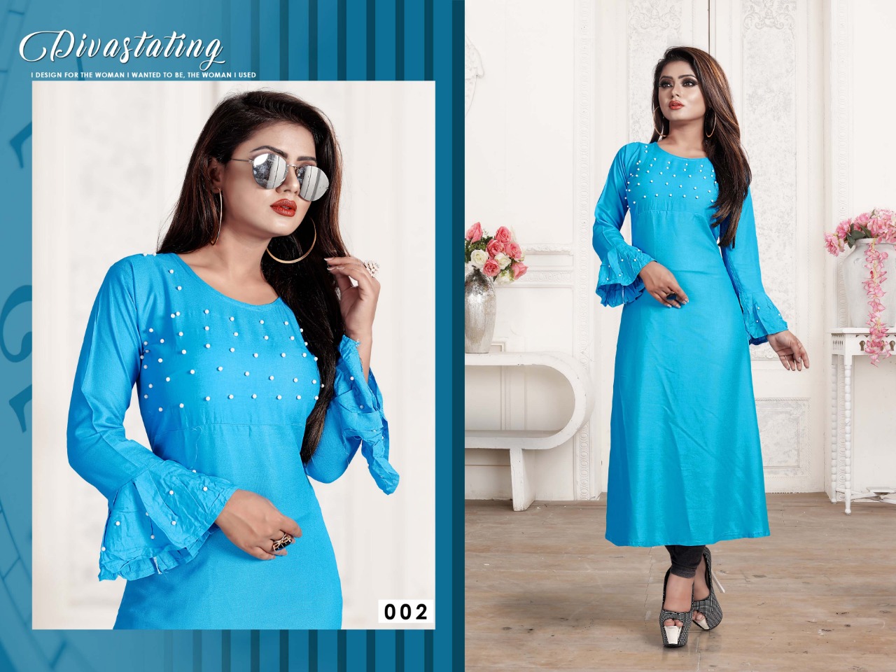 Rivaazz Designer By Jagdamba Rayon Long Kurti Collection