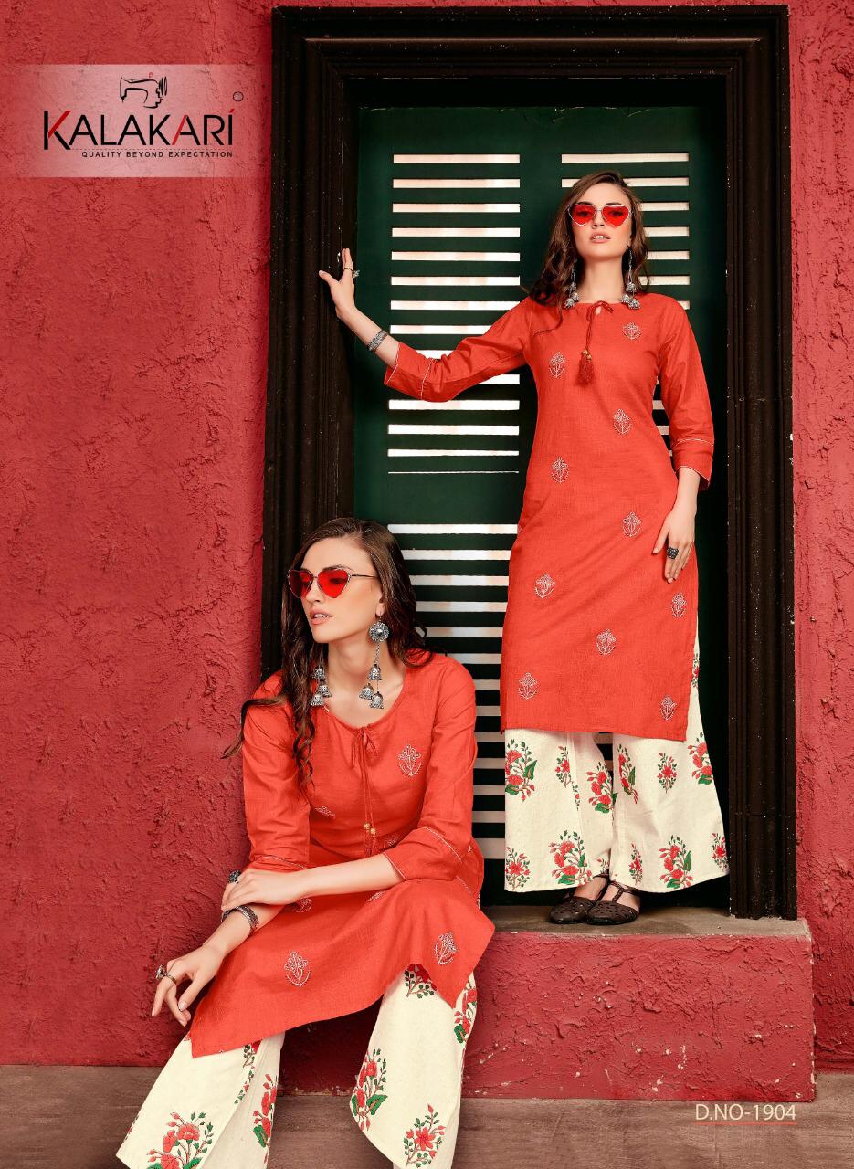 Kalakari Present Sakhi  Saheli Vol 19 Linen Cotton Kurti With Printed Palazzo