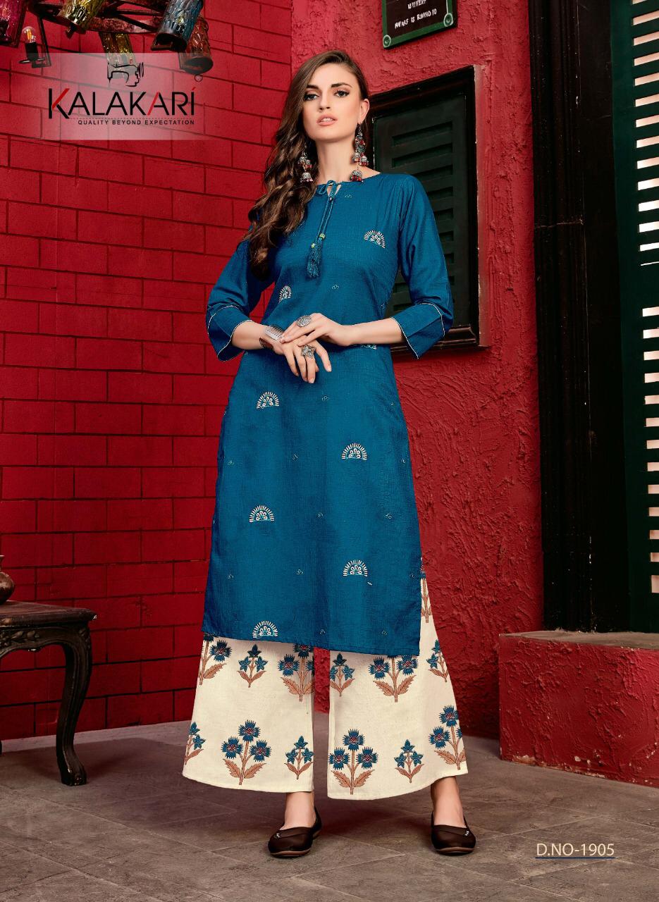 Kalakari Present Sakhi  Saheli Vol 19 Linen Cotton Kurti With Printed Palazzo