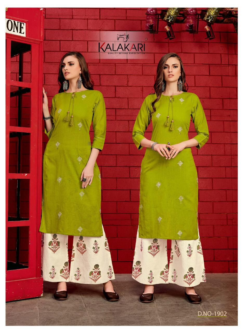 Kalakari Present Sakhi  Saheli Vol 19 Linen Cotton Kurti With Printed Palazzo