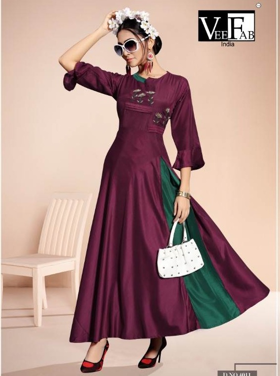 Vf By Chandrayaan Party Wear Long Gown Style Muslin Kurtis Catalogue