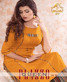 Plazzo Queen Vol 5 By Rt Designer Kurti With Printed Plazzo Catalogue