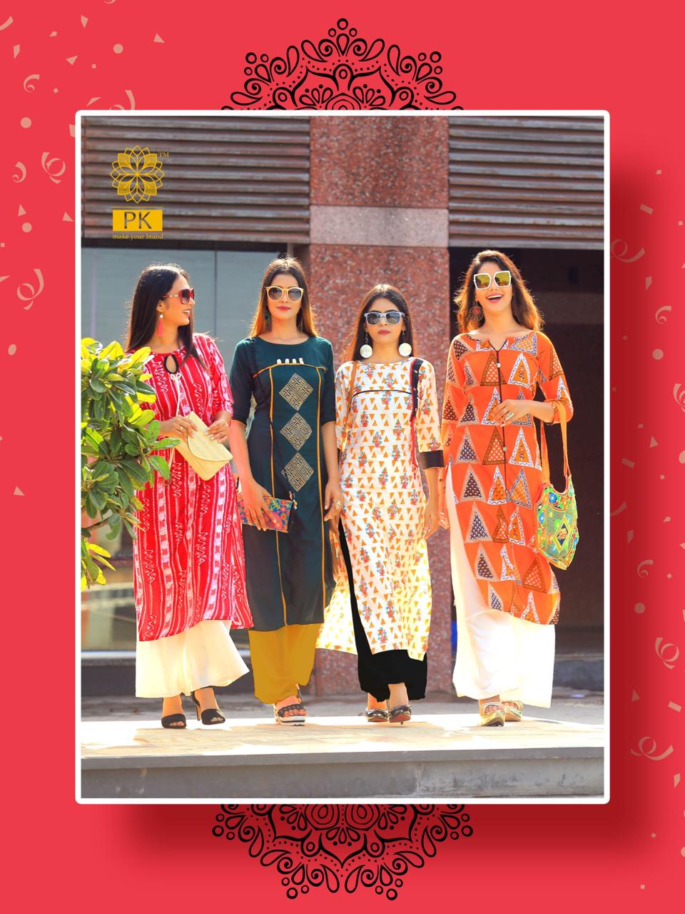 Sparkle Present Pk Casual Wear Kurtis Catalogue.