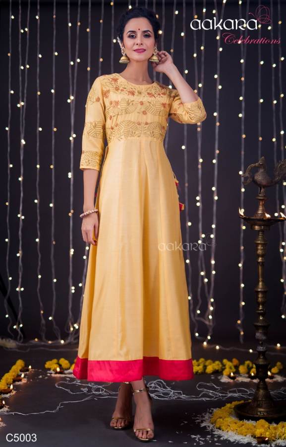 Aakara By Celebration Vol 5 Festive Wear Gown Style Kurtis Collection.