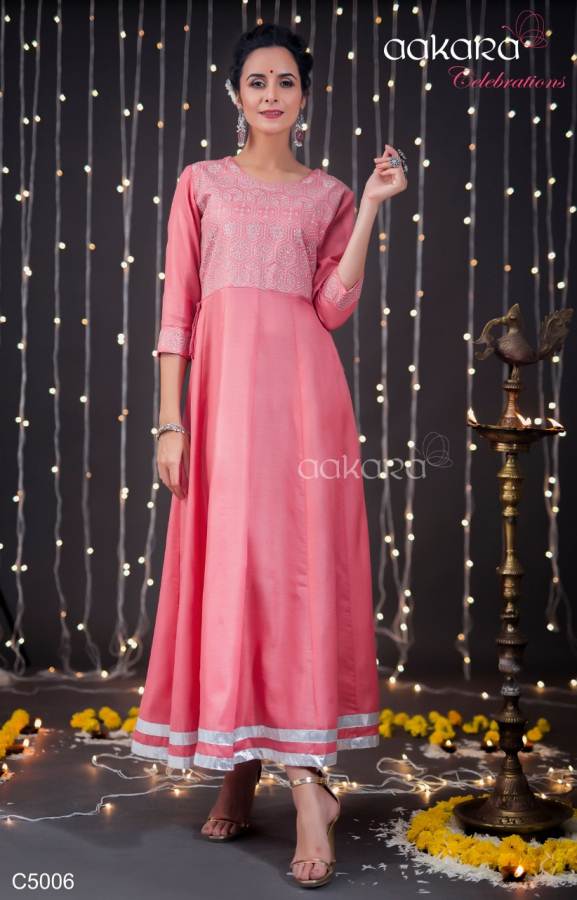 Aakara By Celebration Vol 5 Festive Wear Gown Style Kurtis Collection.