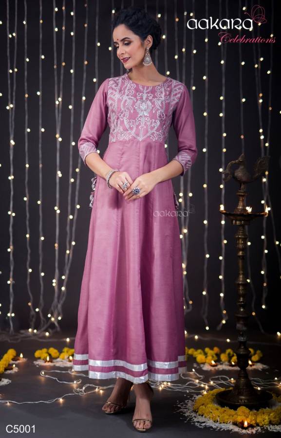 Aakara By Celebration Vol 5 Festive Wear Gown Style Kurtis Collection.