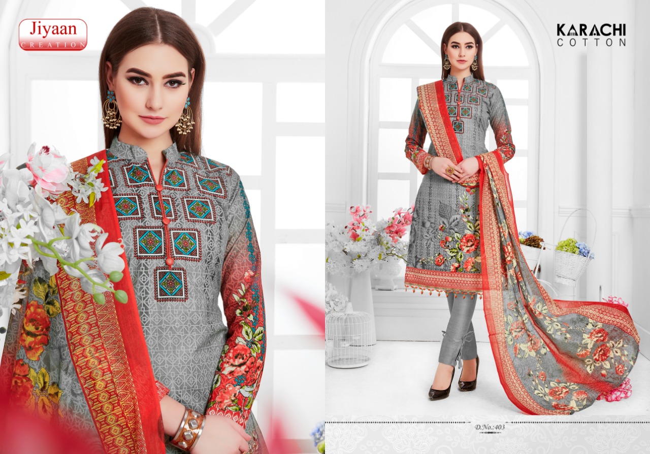 Jiyaan By Karachi Cotton Printed Cotton Dress Material Collection