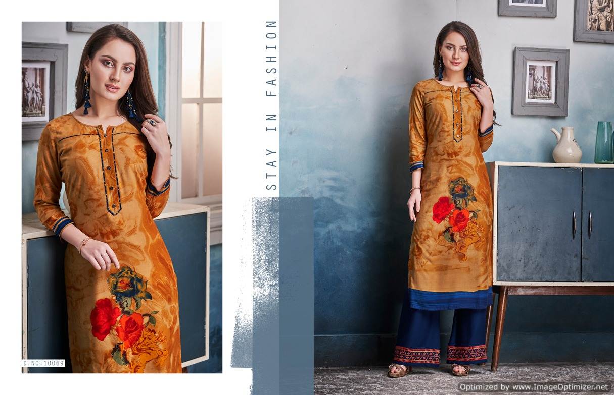 Kajree By Chambor Vol 8 Rayon Kurti With Fancy Plazzo Collection.