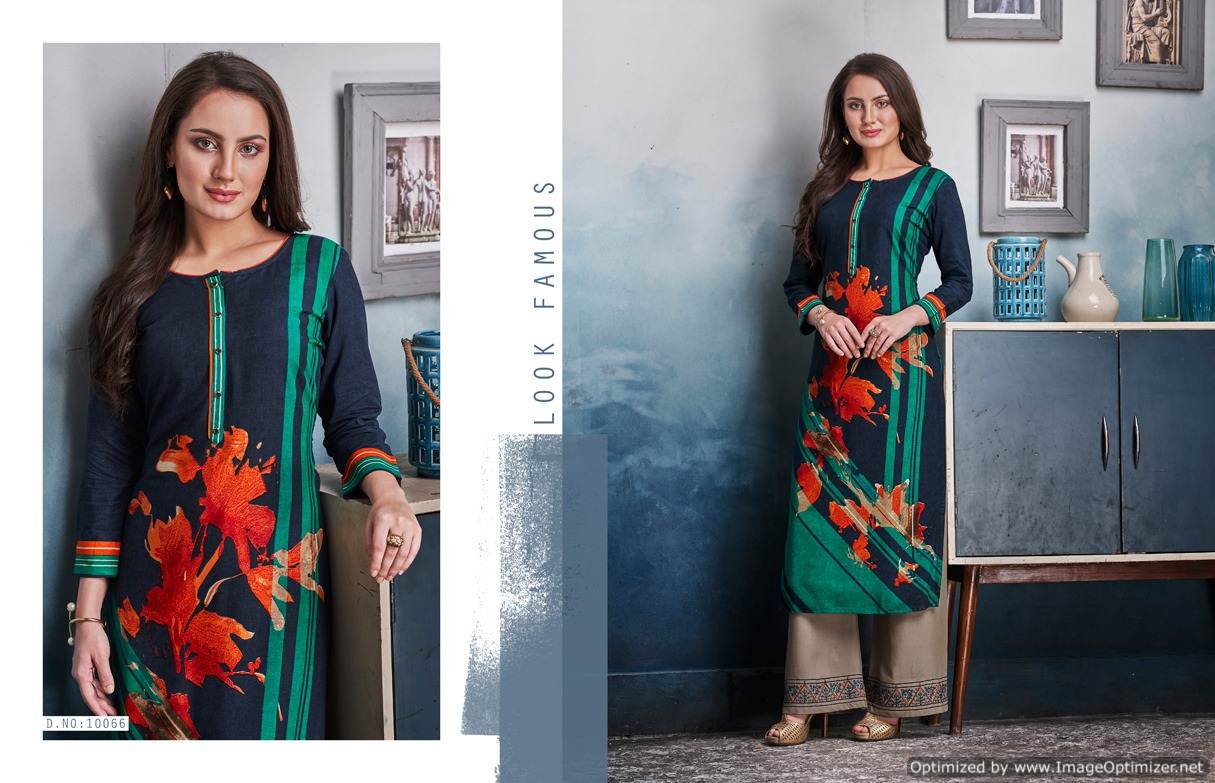 Kajree By Chambor Vol 8 Rayon Kurti With Fancy Plazzo Collection.