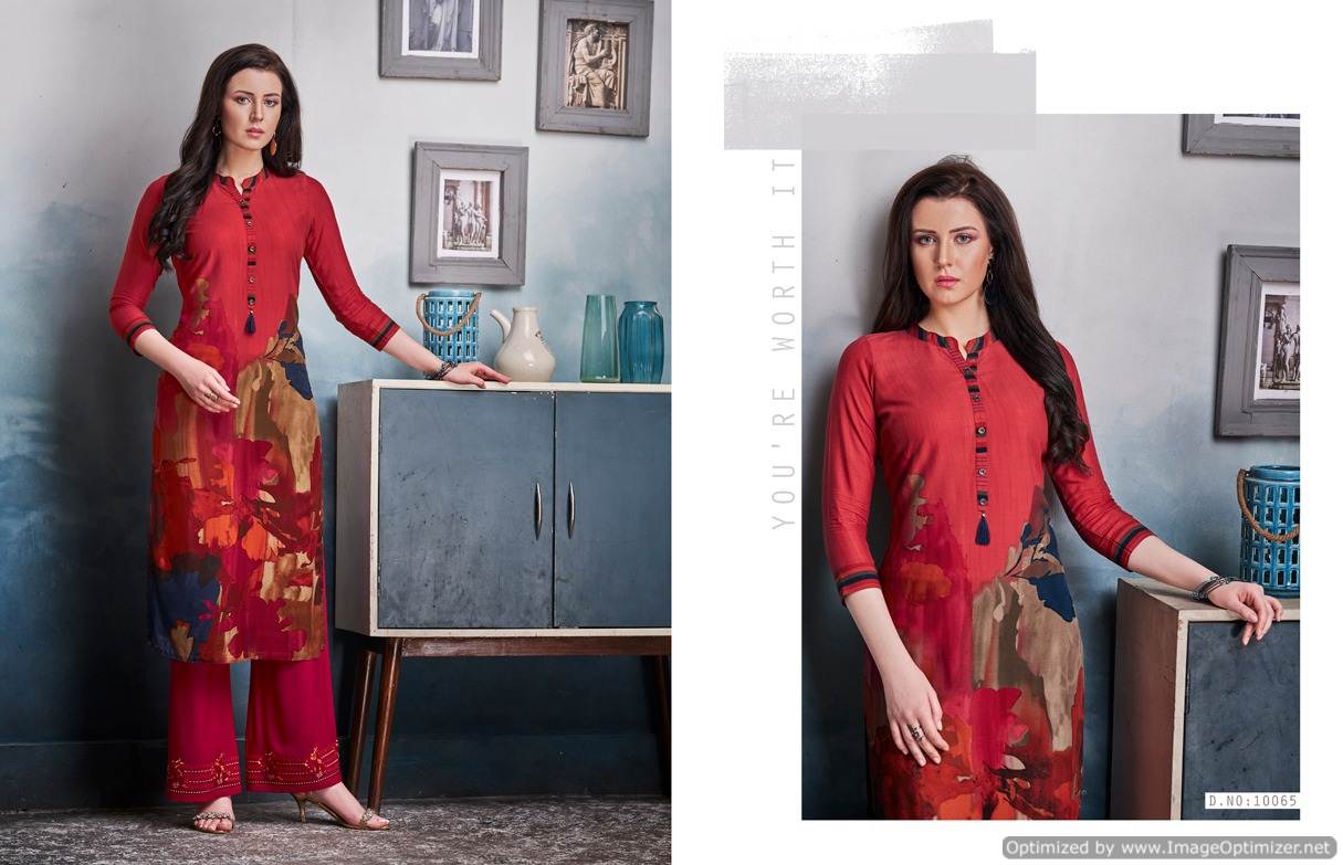 Kajree By Chambor Vol 8 Rayon Kurti With Fancy Plazzo Collection.