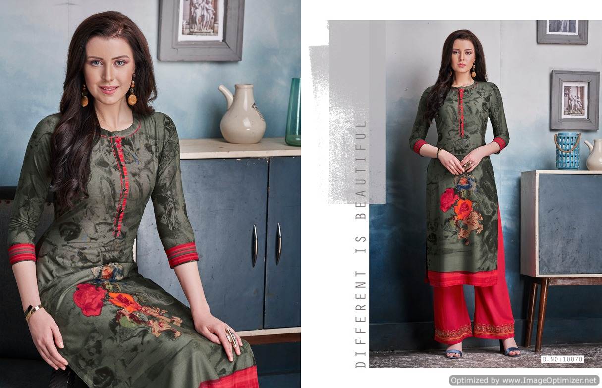 Kajree By Chambor Vol 8 Rayon Kurti With Fancy Plazzo Collection.