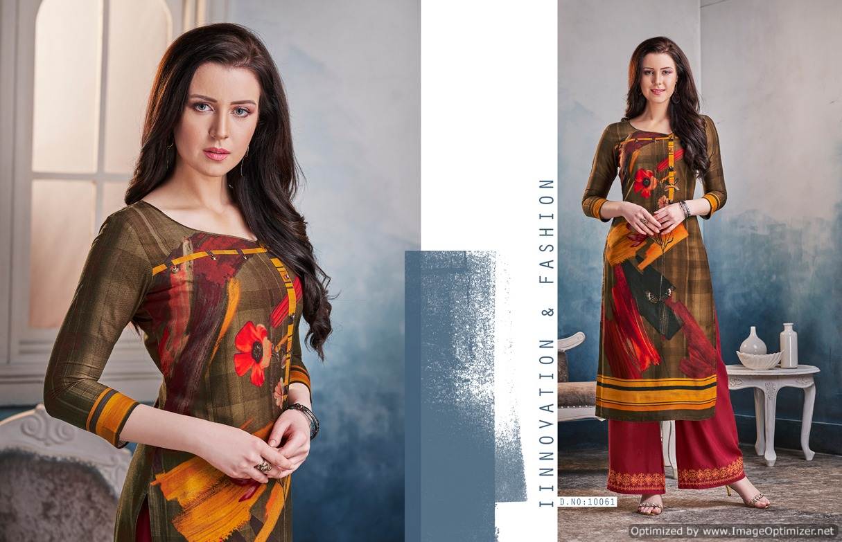 Kajree By Chambor Vol 8 Rayon Kurti With Fancy Plazzo Collection.