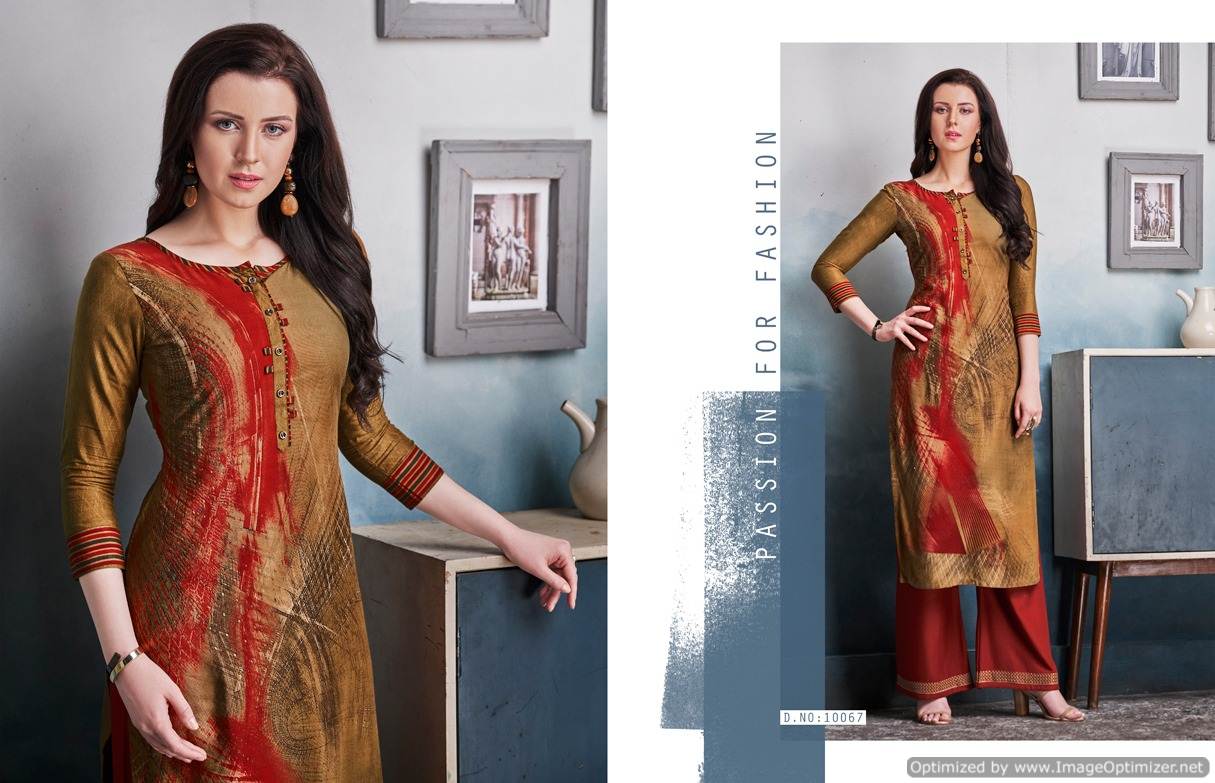 Kajree By Chambor Vol 8 Rayon Kurti With Fancy Plazzo Collection.