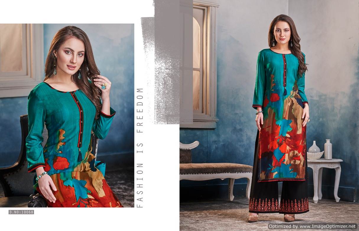 Kajree By Chambor Vol 8 Rayon Kurti With Fancy Plazzo Collection.