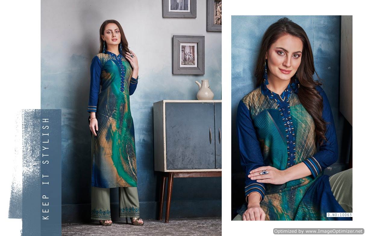 Kajree By Chambor Vol 8 Rayon Kurti With Fancy Plazzo Collection.