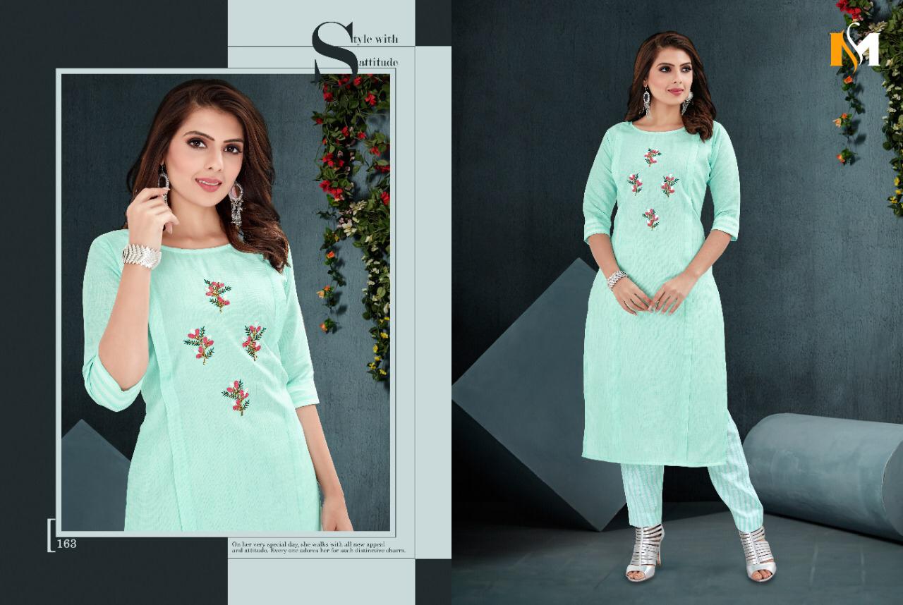 Meerali Silk Mills Present Sparrow Vol 1casual Wear Kurtis With Pant Collection.